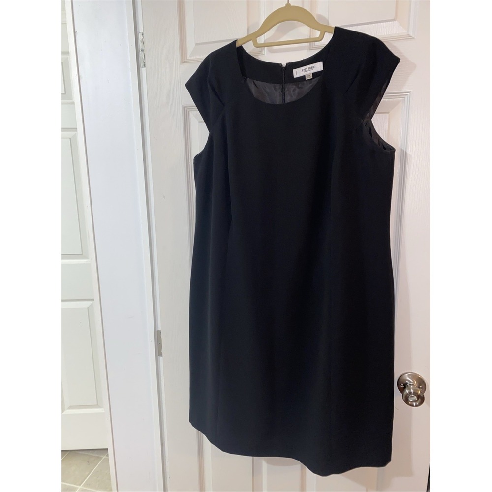 Jones Studio Women's Black Zip Back Knee Length 14w Dress